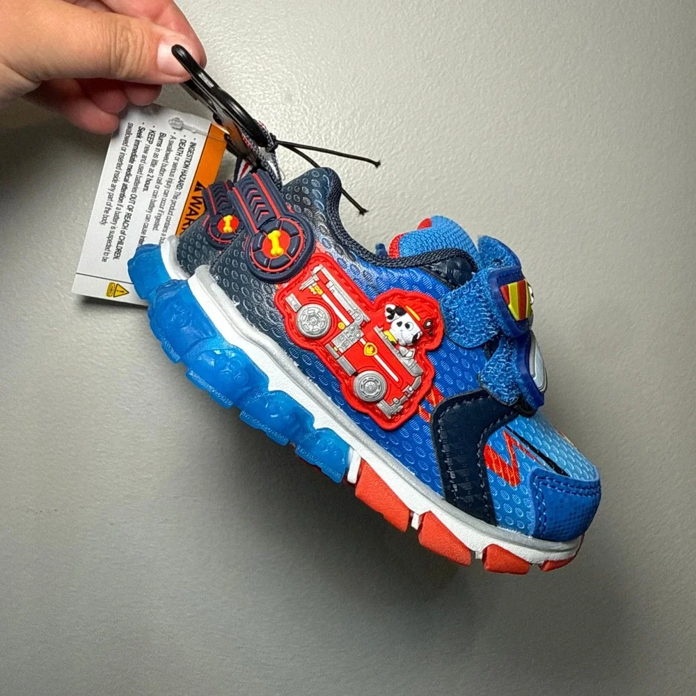 Paw Patrol Toddler Light Up Sneakers Blue Red Marshall Chase Size 5 NEW
